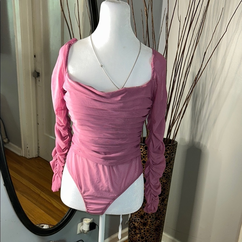 Princess Polly Pink Ruched Long Sleeve Bodysuit